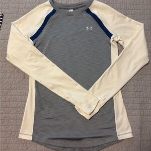 Under Armour Blue and Cream Long Sleeve Top Cold Gear XS